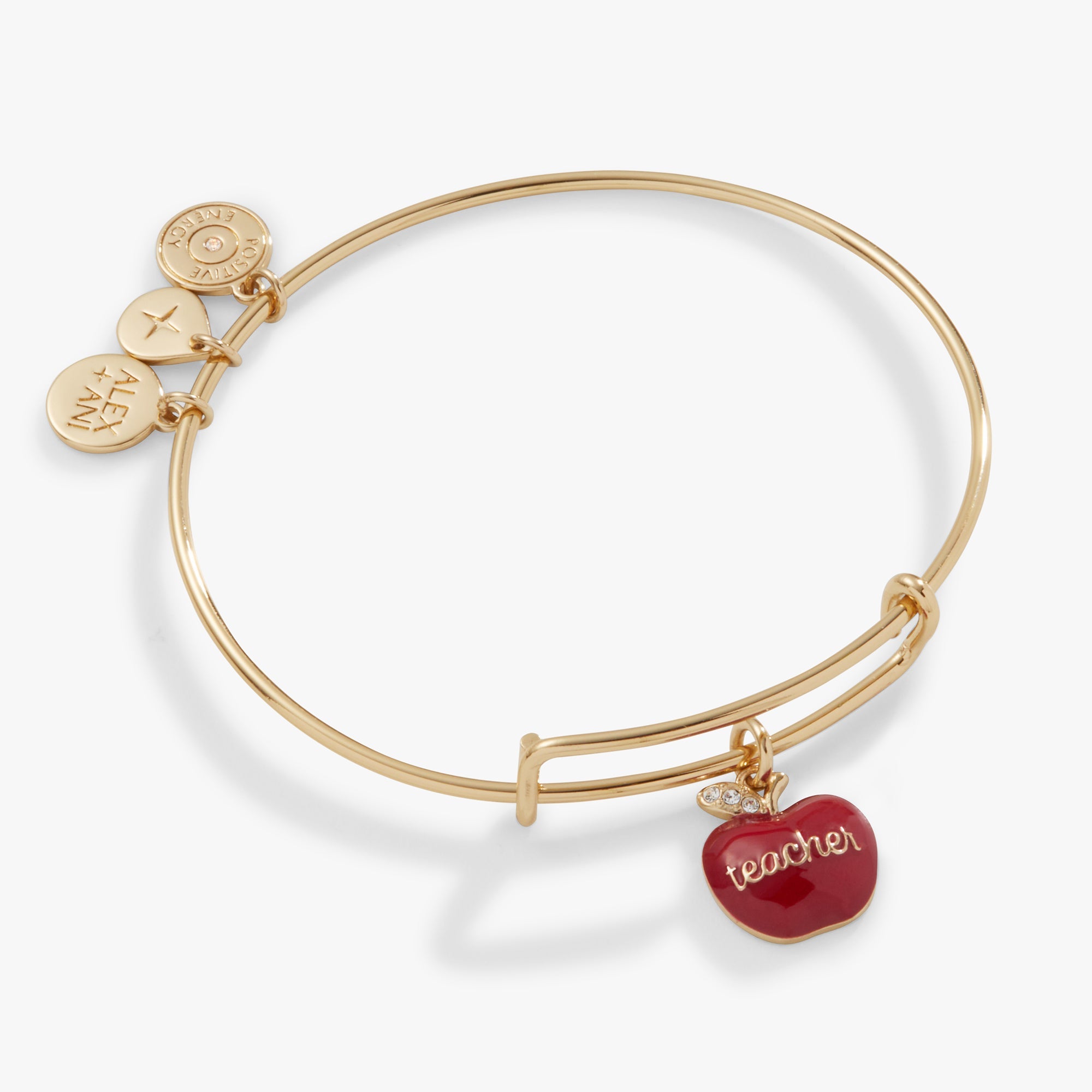 Teacher 'Grow, Inspire, Love' Apple Charm Bangle - Aaria Tees Aaria Tees