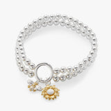 Sunflower + Bee Double Stretch Bracelet - Aaria Tees Aaria Tees