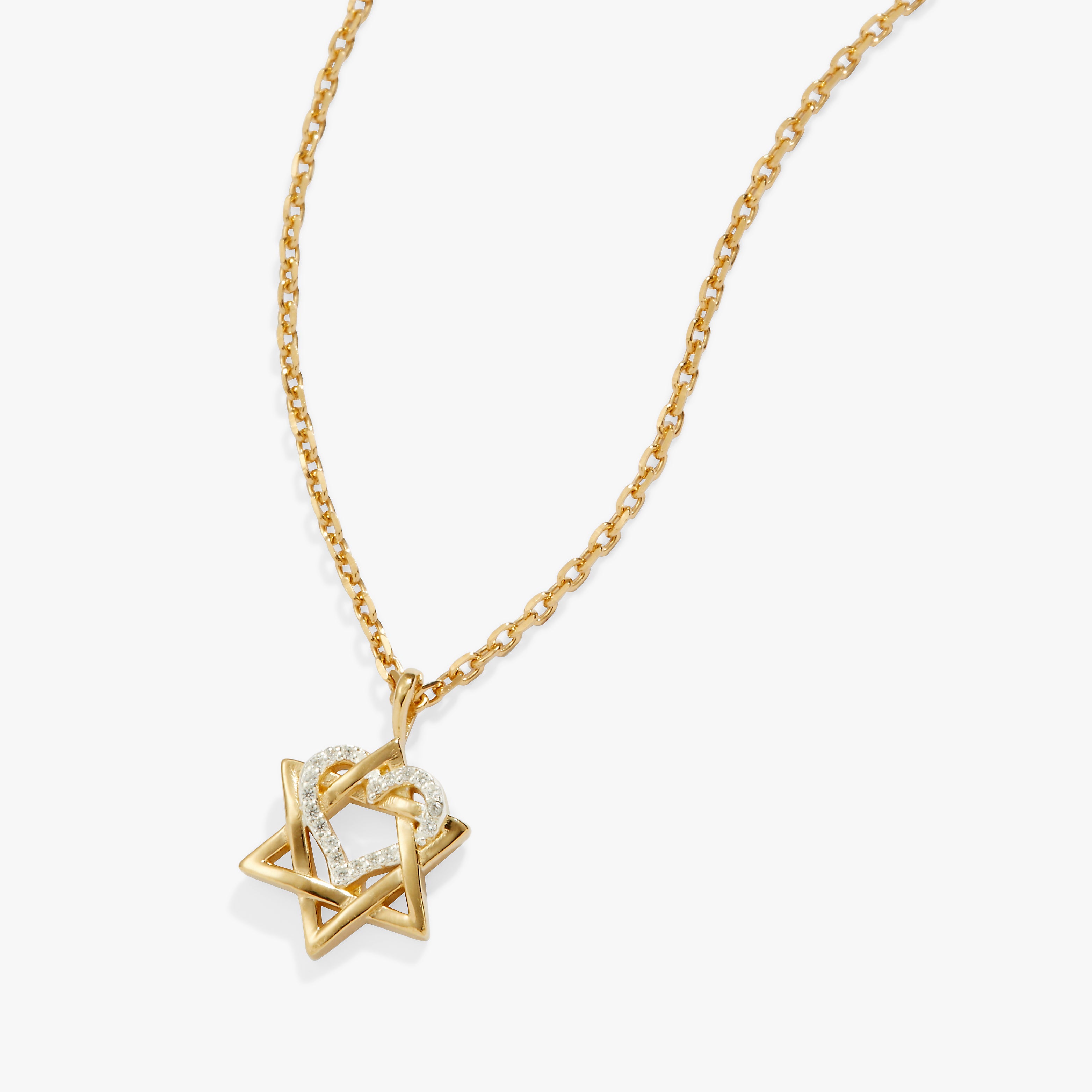 Star of David Heart Necklace, 14kt Gold Plated - Aaria Tees Aaria Tees