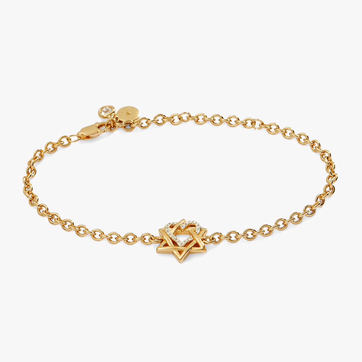 Star of David Heart Bracelet, 14kt Gold Plated - Aaria Tees
