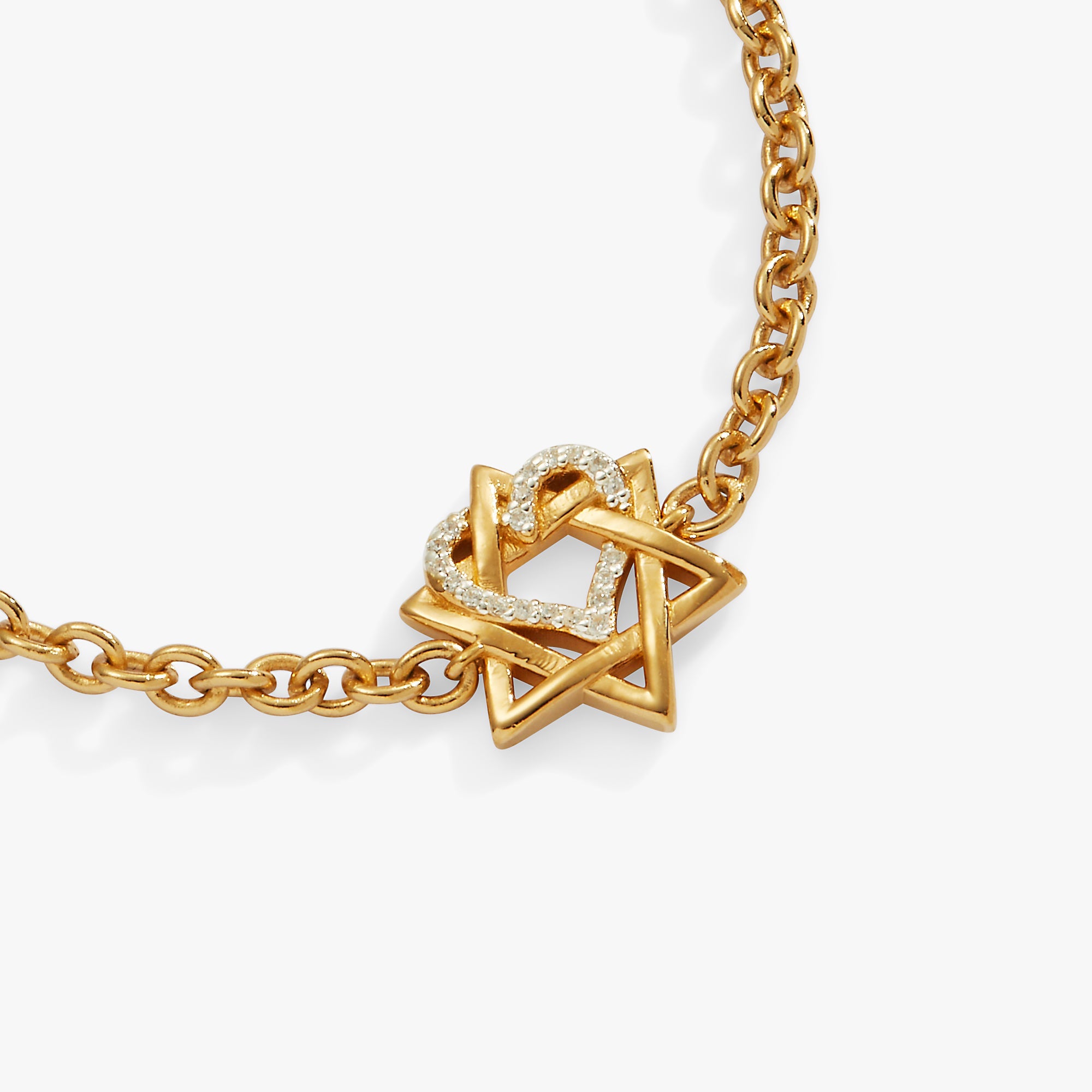 Star of David Heart Bracelet, 14kt Gold Plated - Aaria Tees Aaria Tees