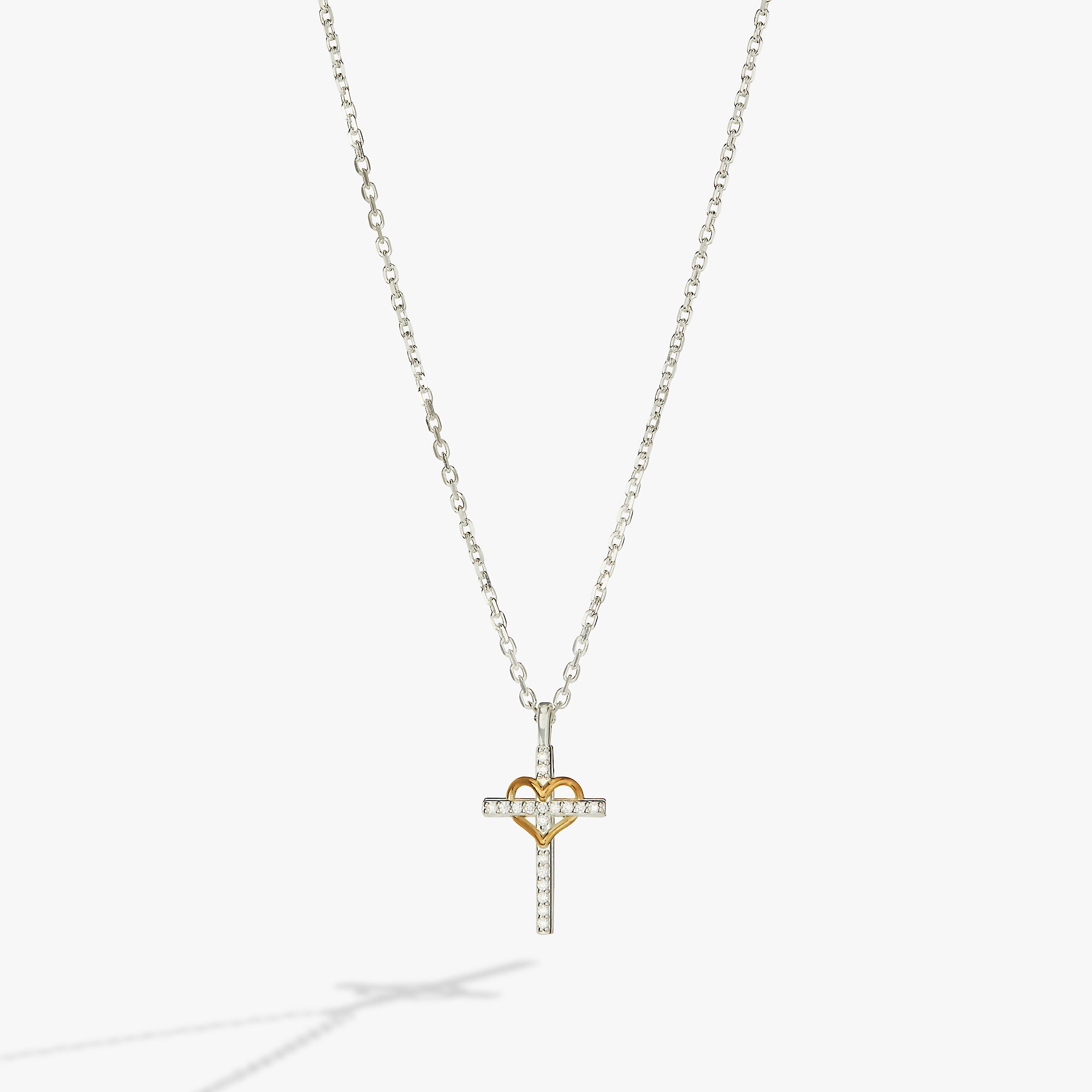 Cross And Heart Necklace, Sterling Silver - Aaria Tees Aaria Tees