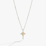 Cross And Heart Necklace, Sterling Silver - Aaria Tees Aaria Tees