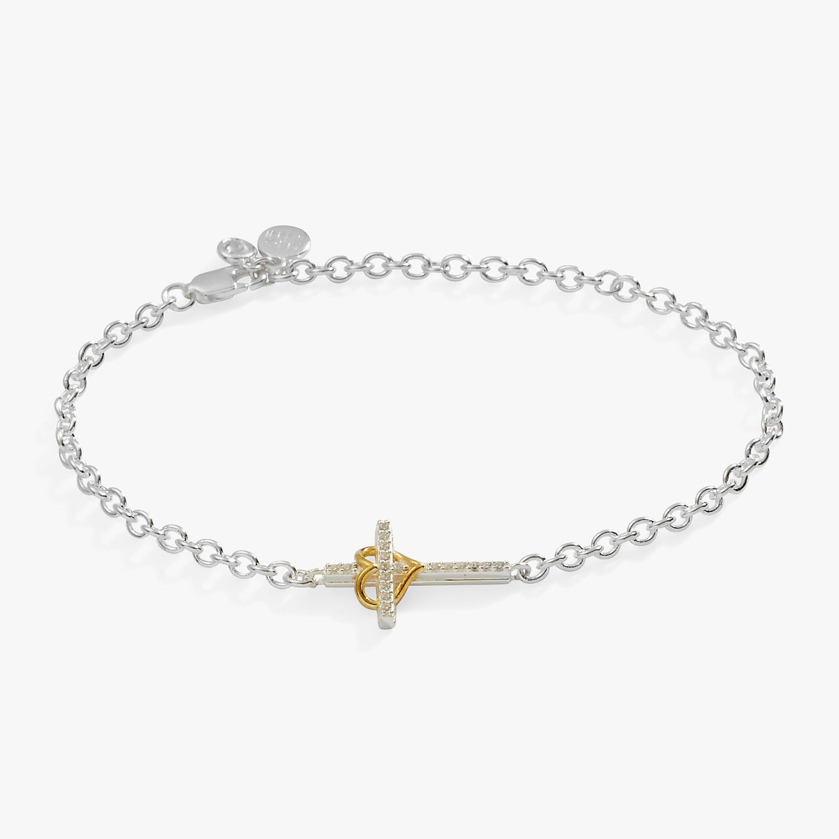 Cross And Heart Bracelet, Sterling Silver - Aaria Tees