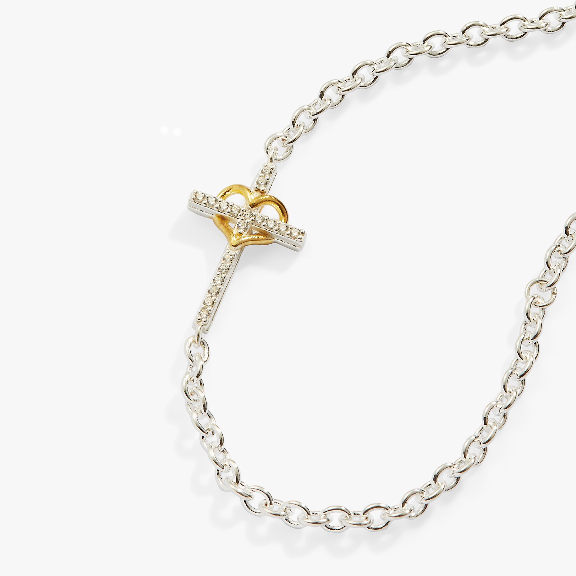 Cross And Heart Bracelet, Sterling Silver - Aaria Tees Aaria Tees