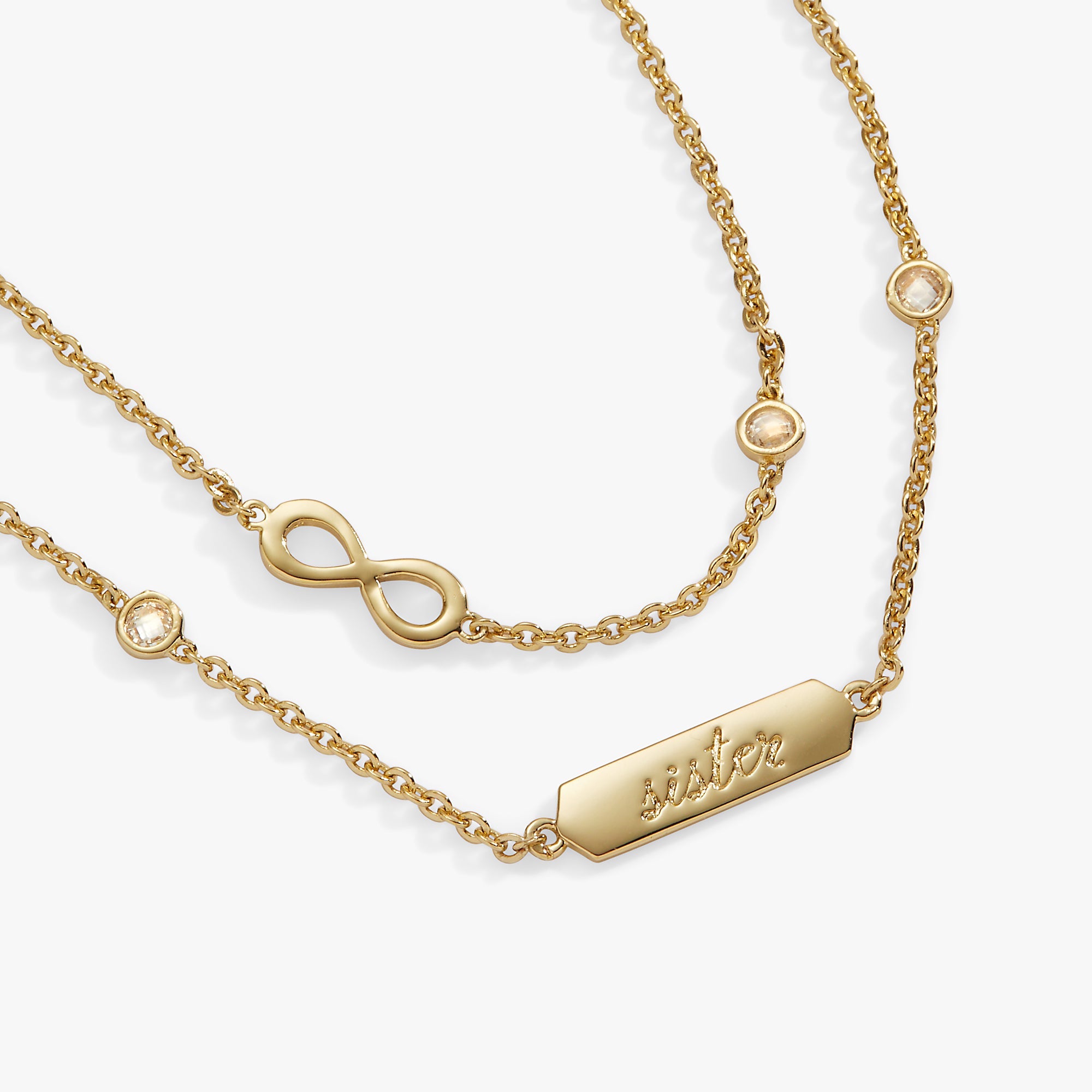 Sister Infinity Chain Double Strand Bracelet - Aaria Tees Aaria Tees
