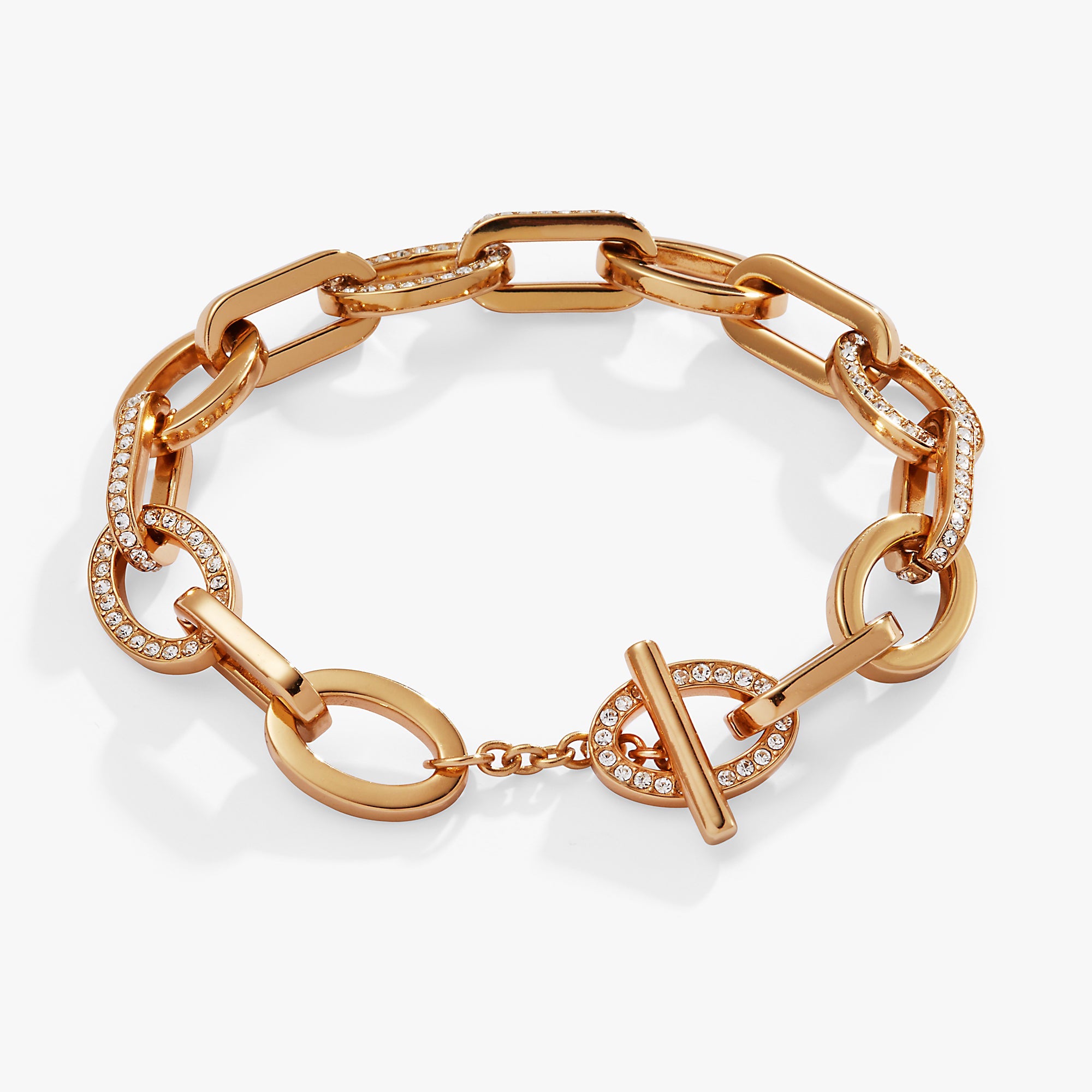 Oval Link Crystal Chain Toggle Bracelet - Aaria Tees Aaria Tees