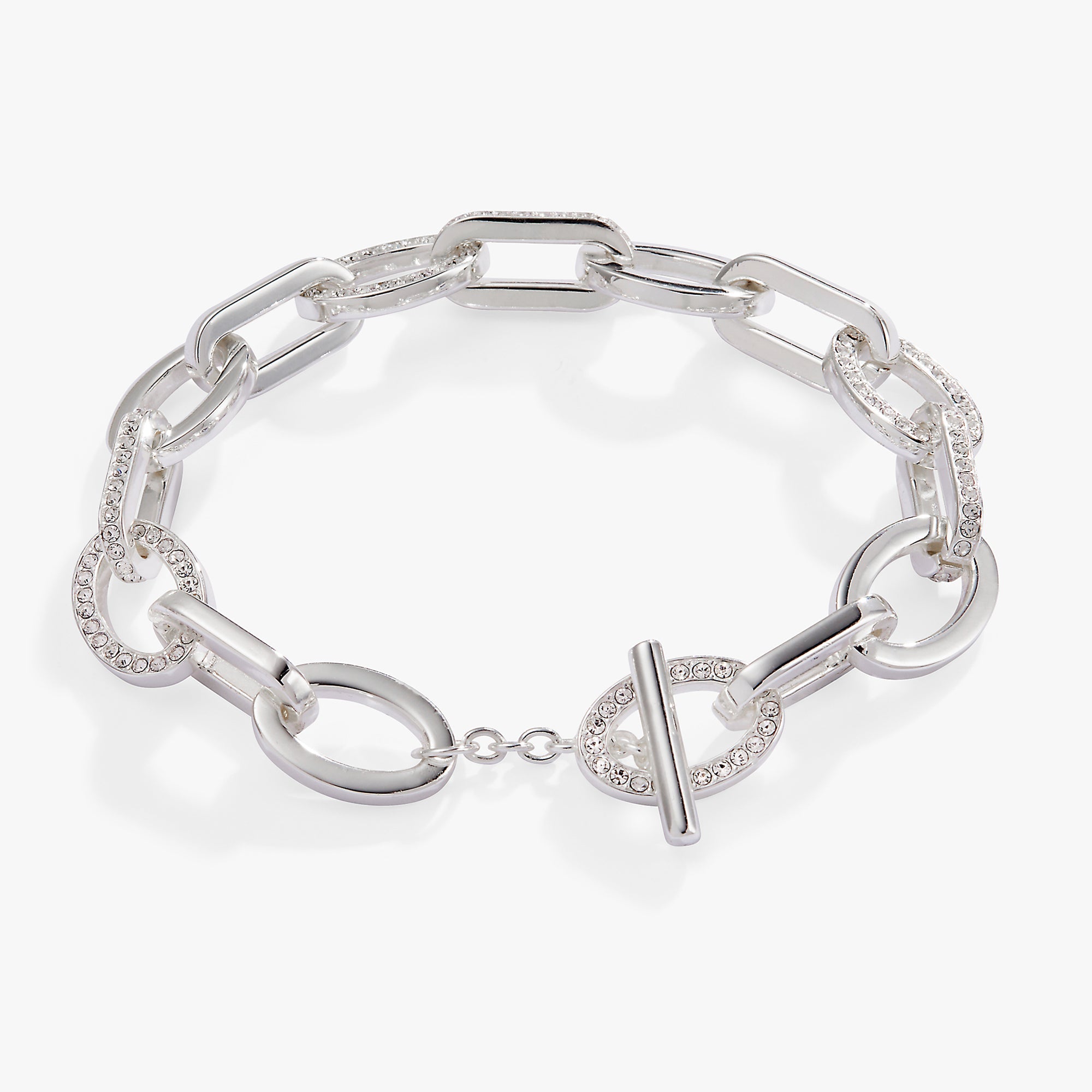 Oval Link Crystal Chain Toggle Bracelet - Aaria Tees Aaria Tees