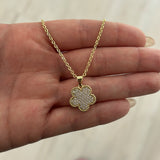 Adeline Clover Pave Pendant Necklace Aaria Tees