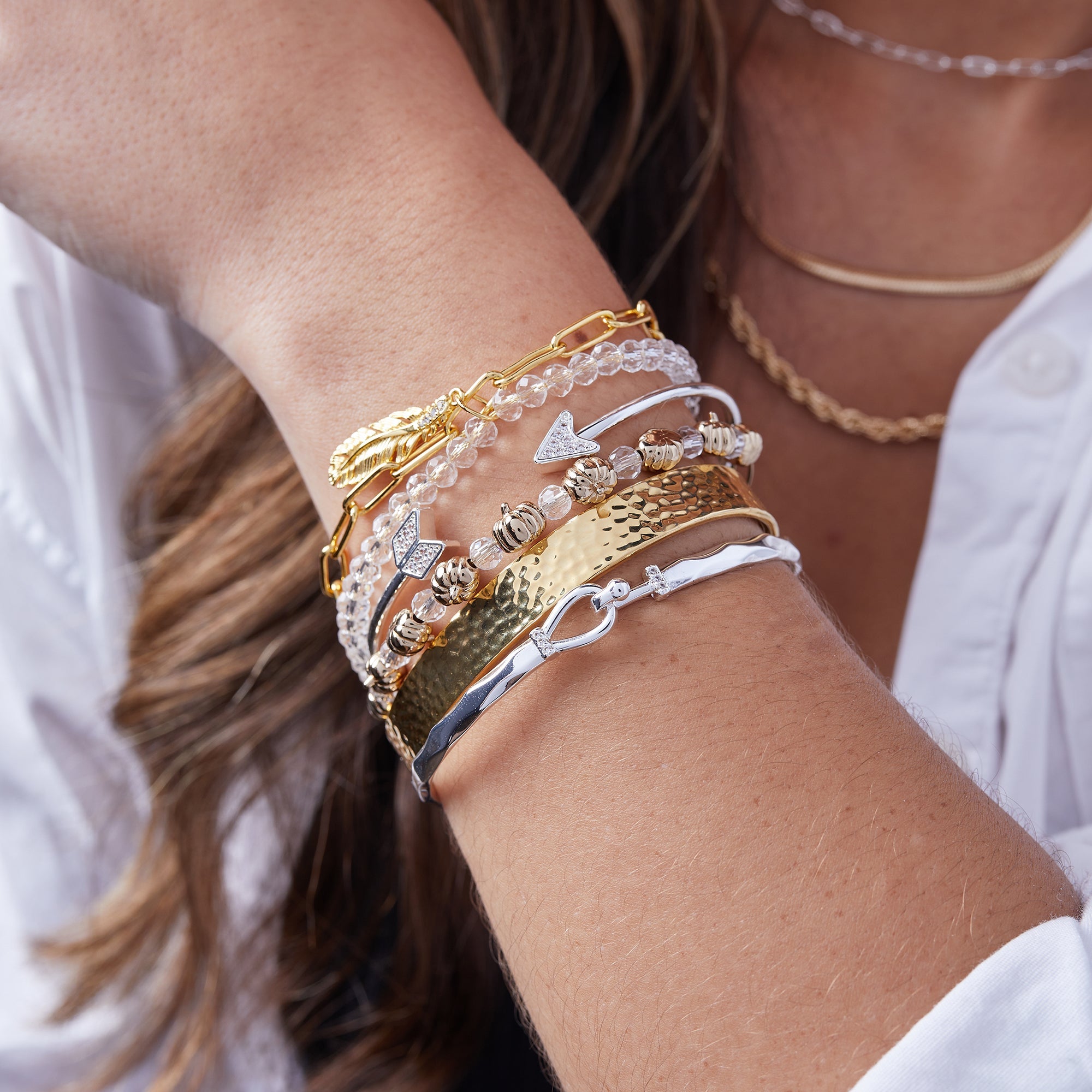 Pumpkin + Crystal Beaded Bangle - Aaria Tees Aaria Tees