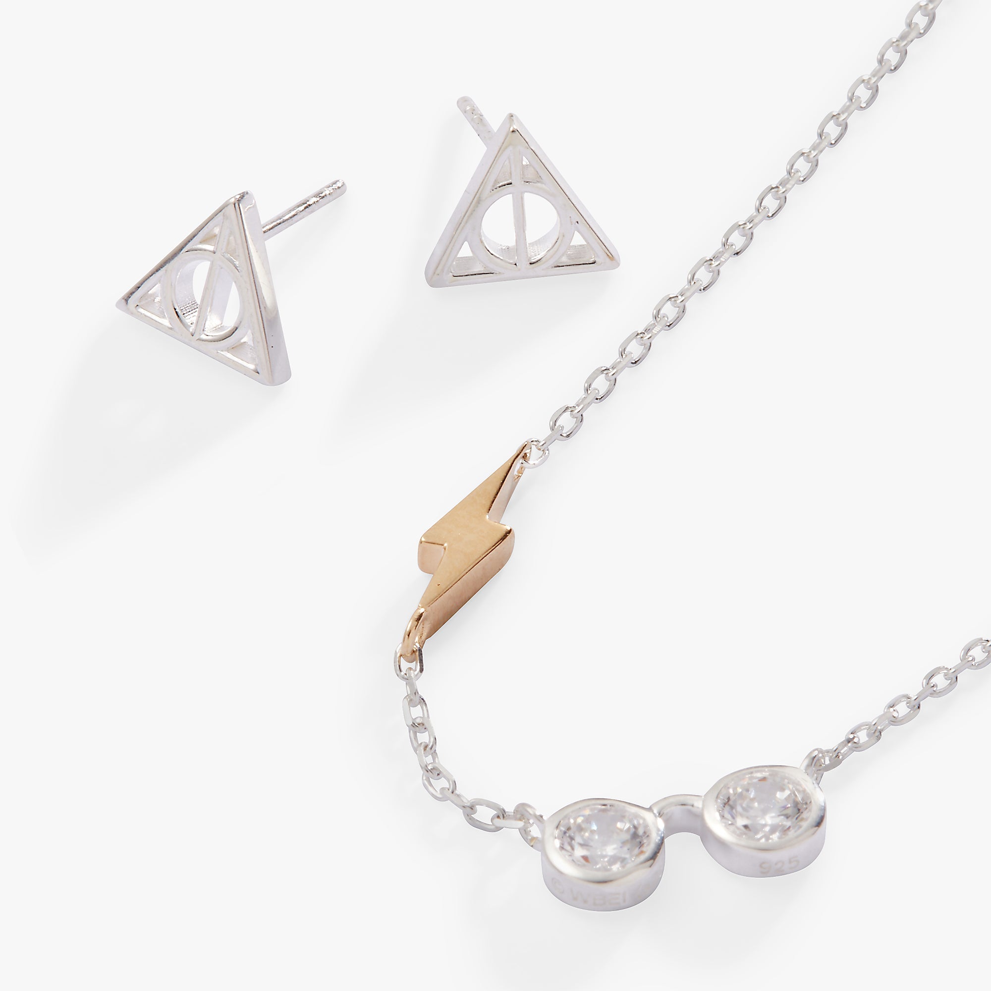 Harry Potter™ Glasses and Deathly Hallows Necklace and Earring Set, Sterling Silver - Aaria Tees Aaria Tees