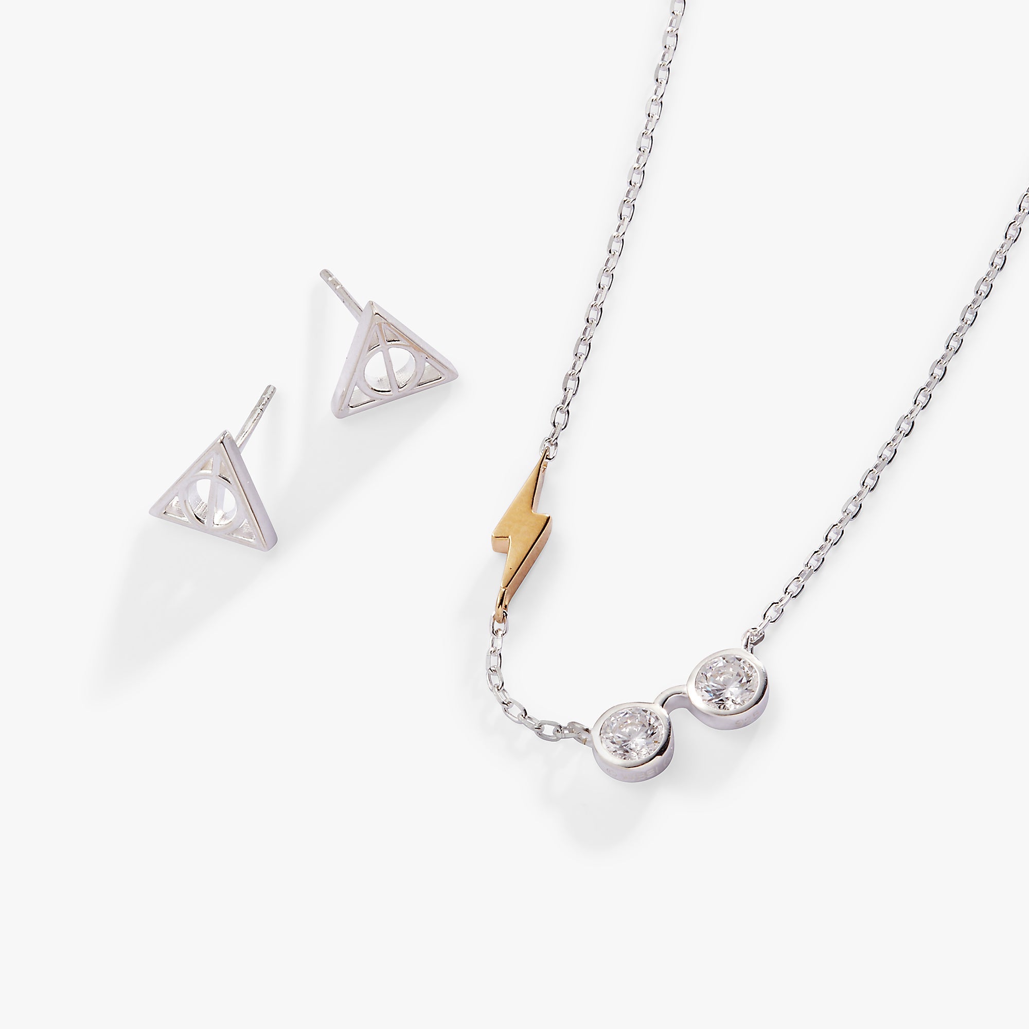Harry Potter™ Glasses and Deathly Hallows Necklace and Earring Set, Sterling Silver - Aaria Tees Aaria Tees