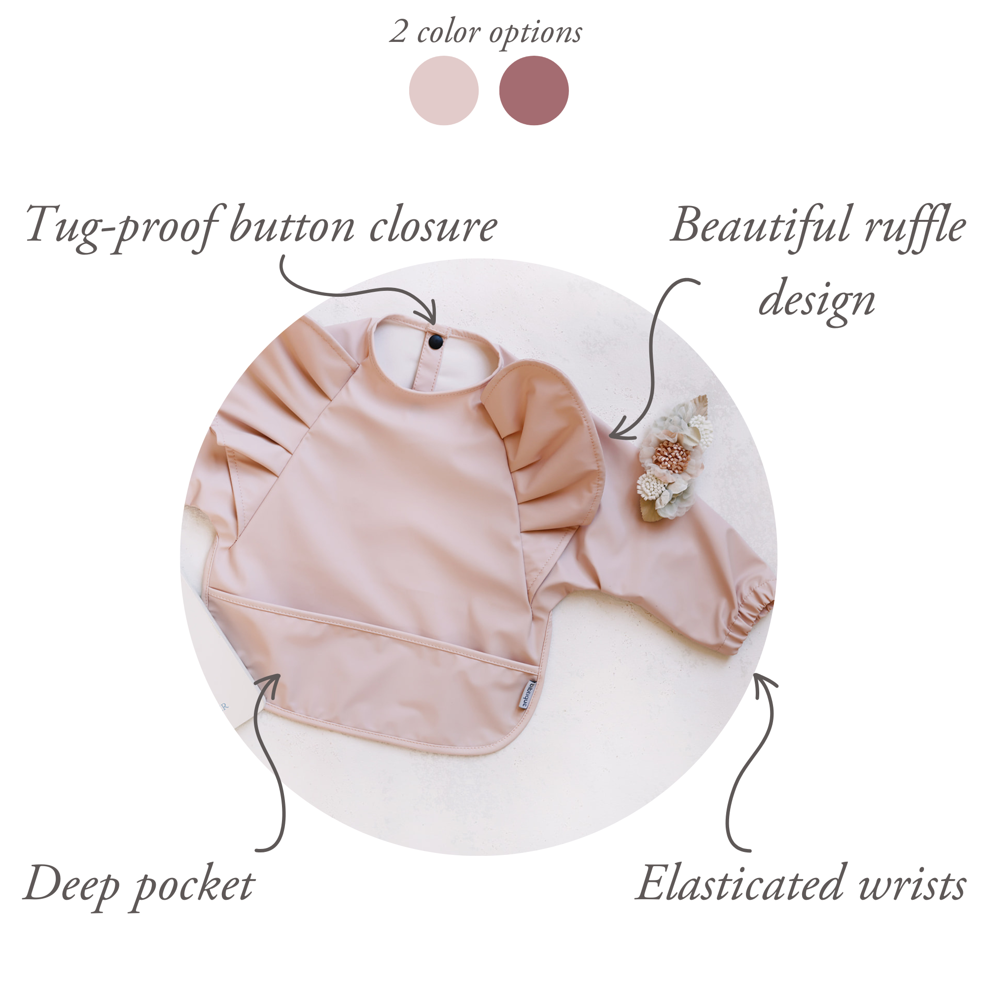 Long Sleeve Ruffle Angel Bibs - Peach Blush & Peony 2 Pack Bundle - Aaria Tees Aaria Tees