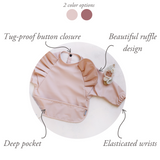 Long Sleeve Ruffle Angel Bibs - Peach Blush & Peony 2 Pack Bundle - Aaria Tees Aaria Tees