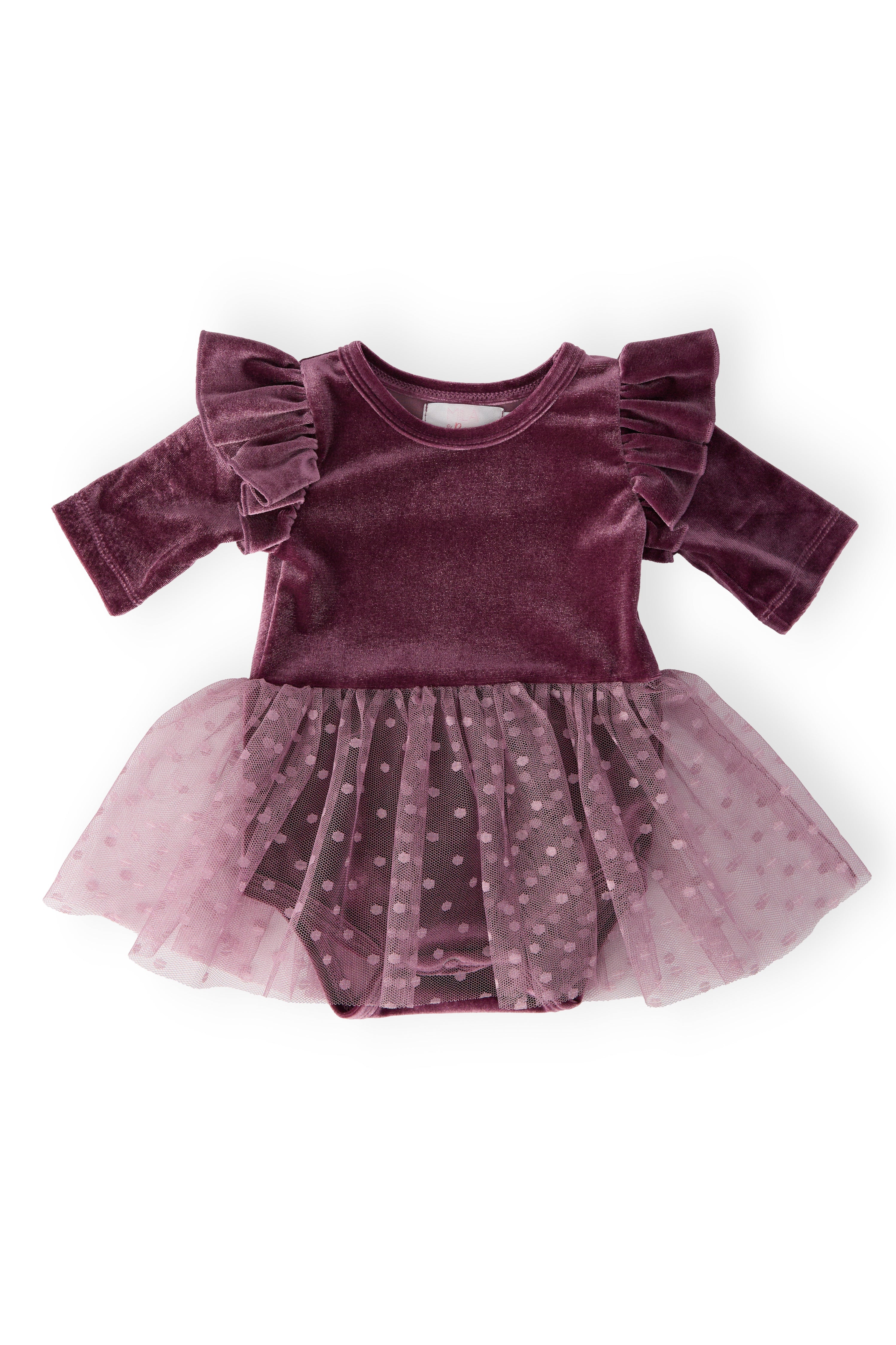 Amethyst Velvet Tutu Bodysuit - Aaria Tees Aaria Tees