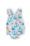 Anchors Away Ruffle Cross Back Romper - Aaria Tees Aaria Tees