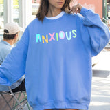 Anxious Sweatshirt, Positivity, Funny, Sarcastic, Mom Gift, Mental Health, Colorful, Pastel, Crewneck, Crew Neck Sweatshirt - Aaria Tees Aaria Tees