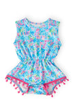 Aqua Garden Pom Pom Romper - Aaria Tees Aaria Tees