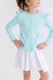 Aqua Ruffle Cardigan - Aaria Tees Aaria Tees