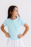 Aqua Ruffle Pocket Tee - Aaria Tees Aaria Tees