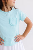 Aqua Ruffle Pocket Tee - Aaria Tees Aaria Tees