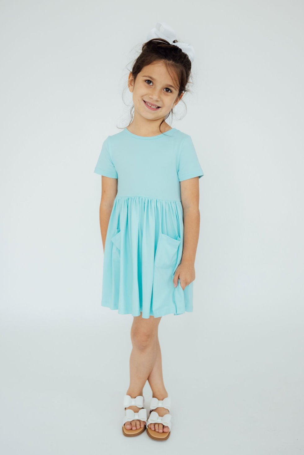 Aqua S/S Pocket Twirl Dress - Aaria Tees Aaria Tees