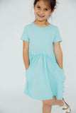 Aqua S/S Pocket Twirl Dress - Aaria Tees Aaria Tees