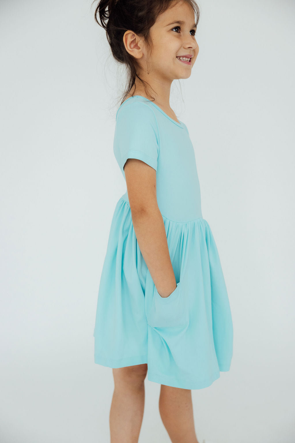 Aqua S/S Pocket Twirl Dress - Aaria Tees Aaria Tees