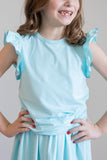 Aqua S/S Ruffle Tee - Aaria Tees Aaria Tees