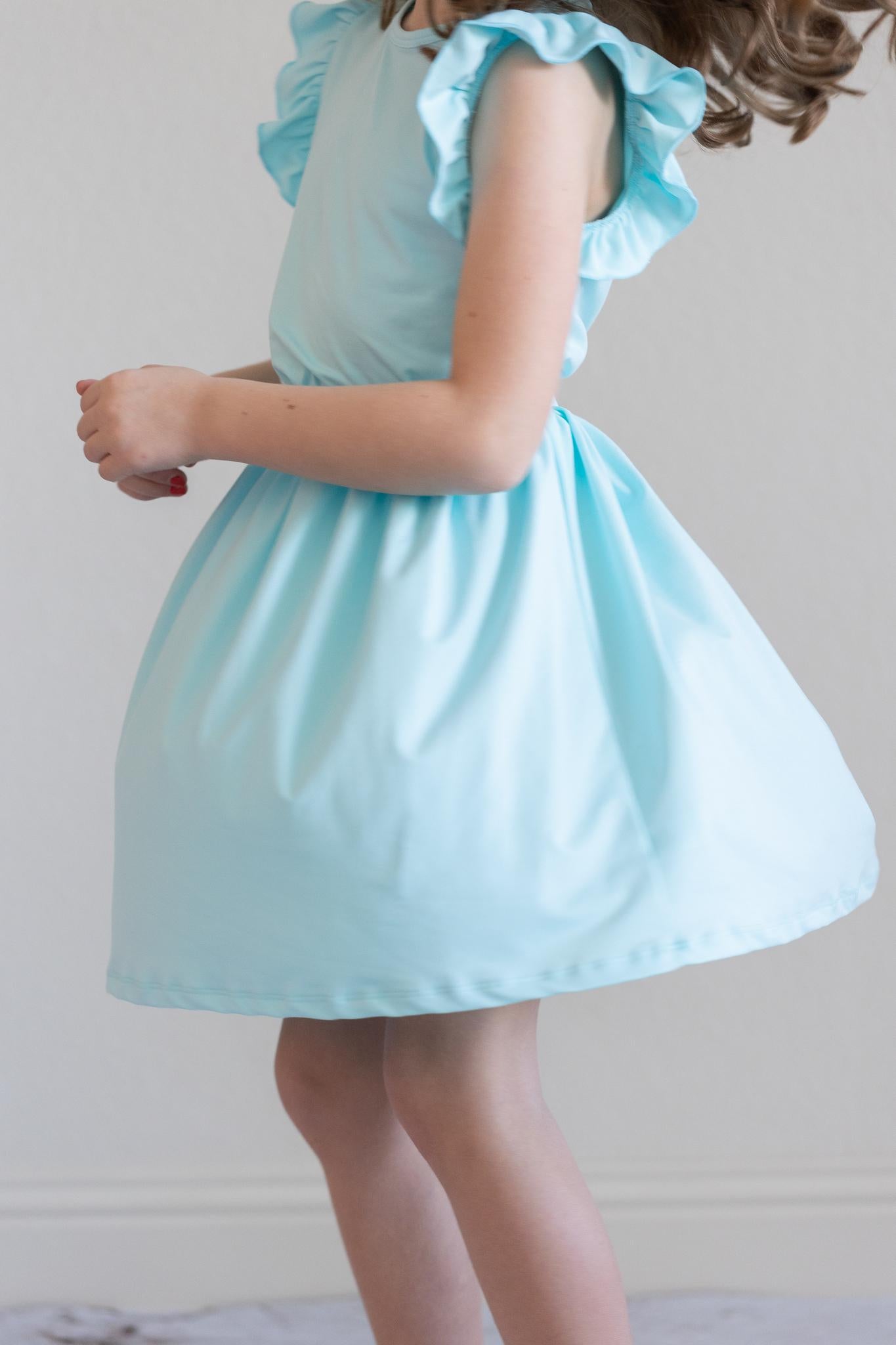 Aqua S/S Ruffle Tee - Aaria Tees Aaria Tees