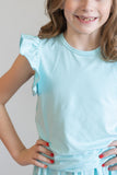 Aqua S/S Ruffle Tee - Aaria Tees Aaria Tees