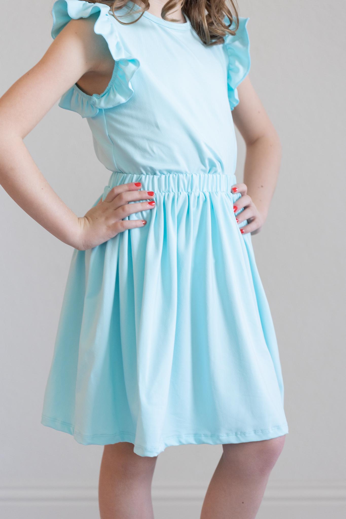Aqua S/S Ruffle Tee - Aaria Tees Aaria Tees