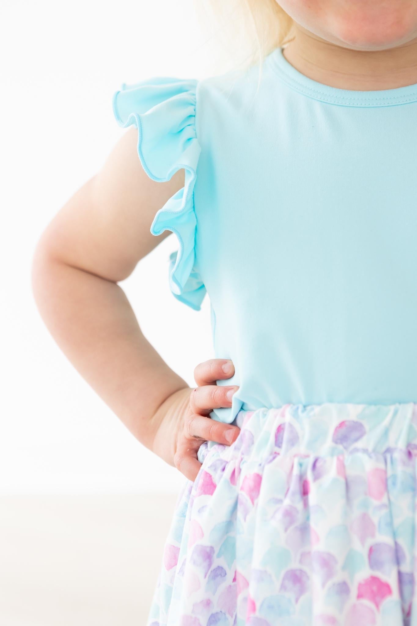 Aqua S/S Ruffle Tee - Aaria Tees Aaria Tees