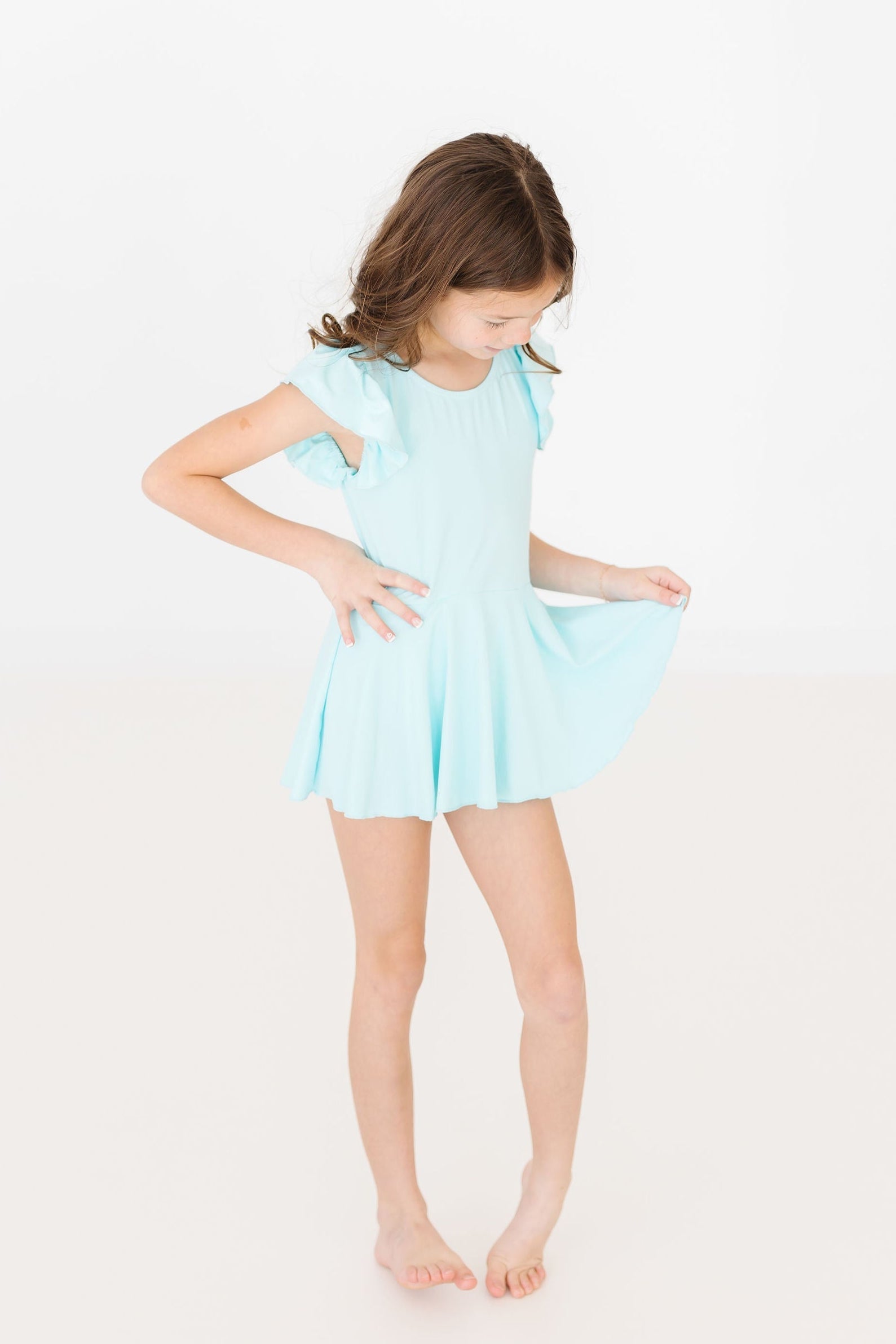 Aqua S/S Twirl Leotard - Aaria Tees Aaria Tees