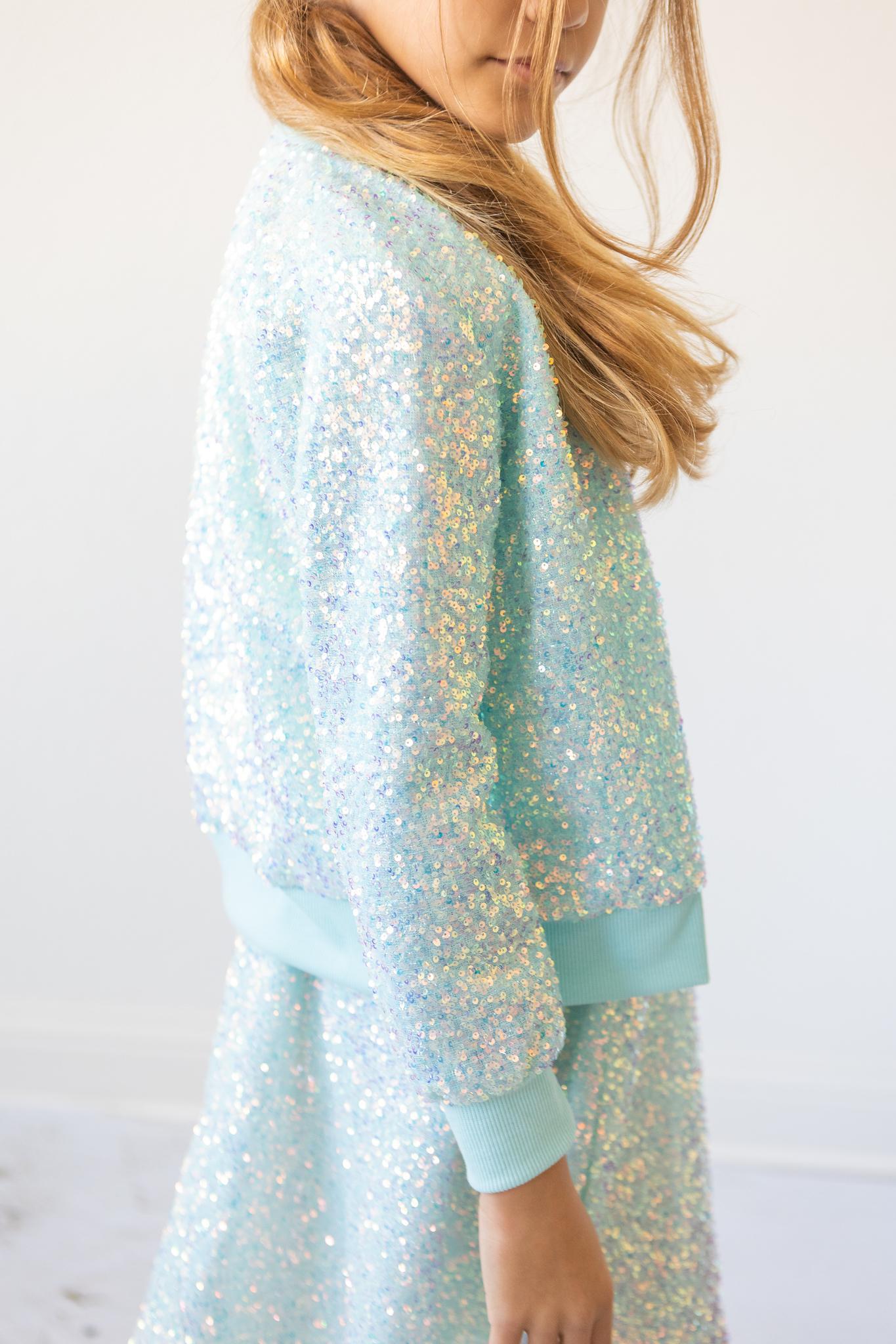 Aqua Sequin Jacket - Aaria Tees Aaria Tees