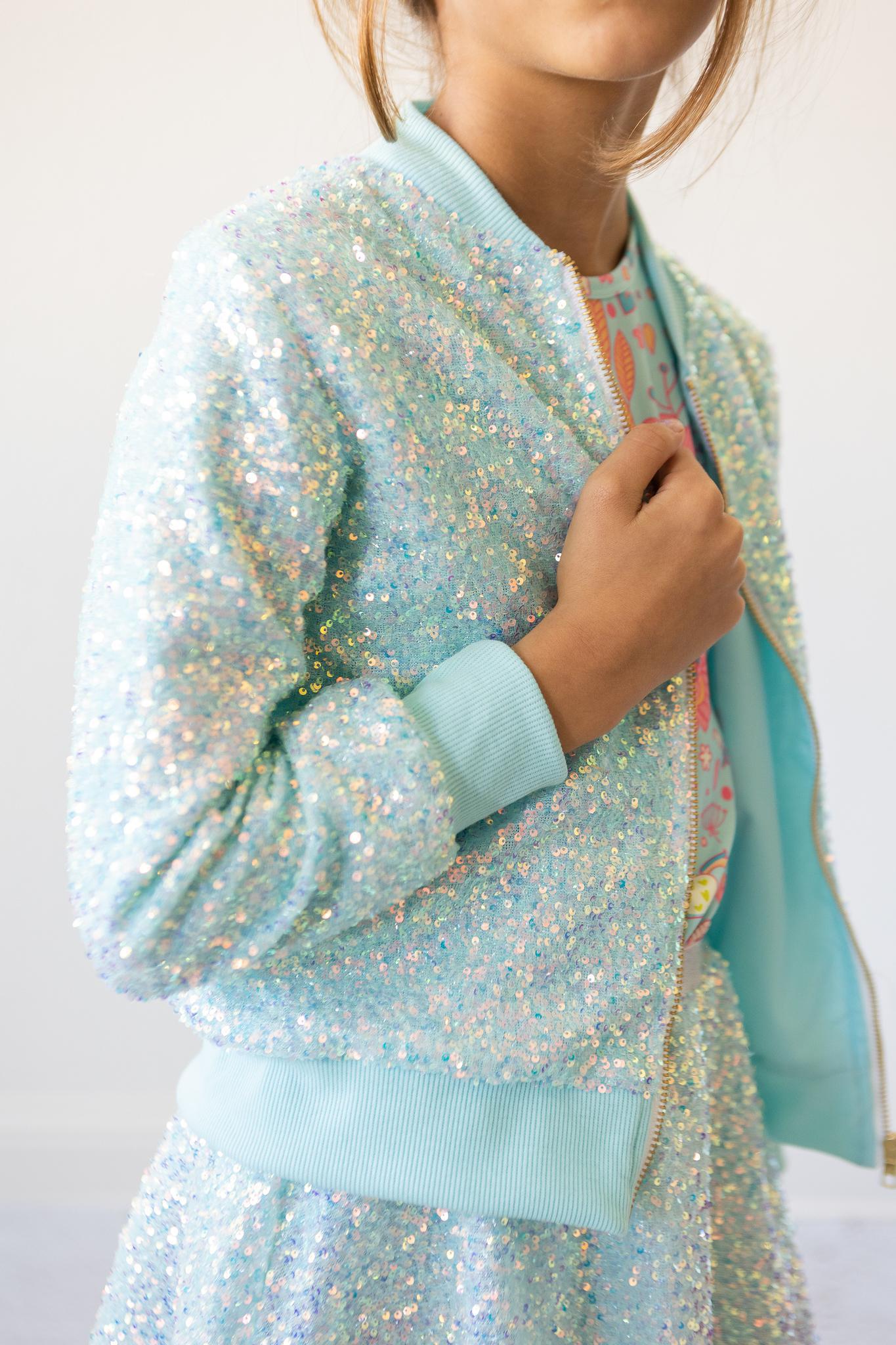 Aqua Sequin Jacket - Aaria Tees Aaria Tees