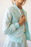 Aqua Sequin Jacket - Aaria Tees Aaria Tees