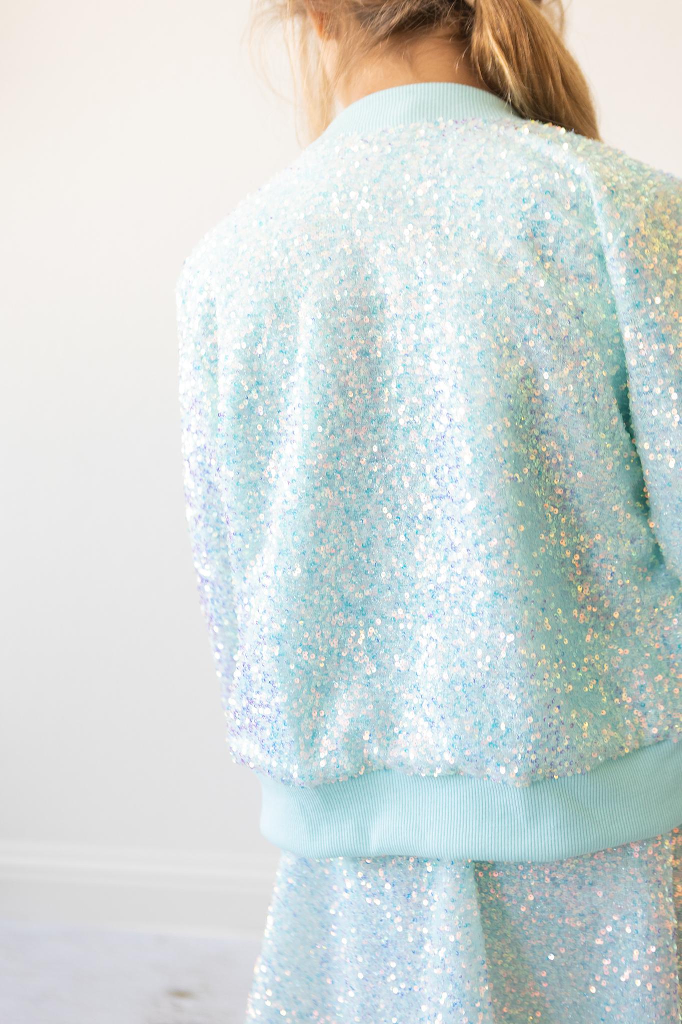 Aqua Sequin Jacket - Aaria Tees Aaria Tees