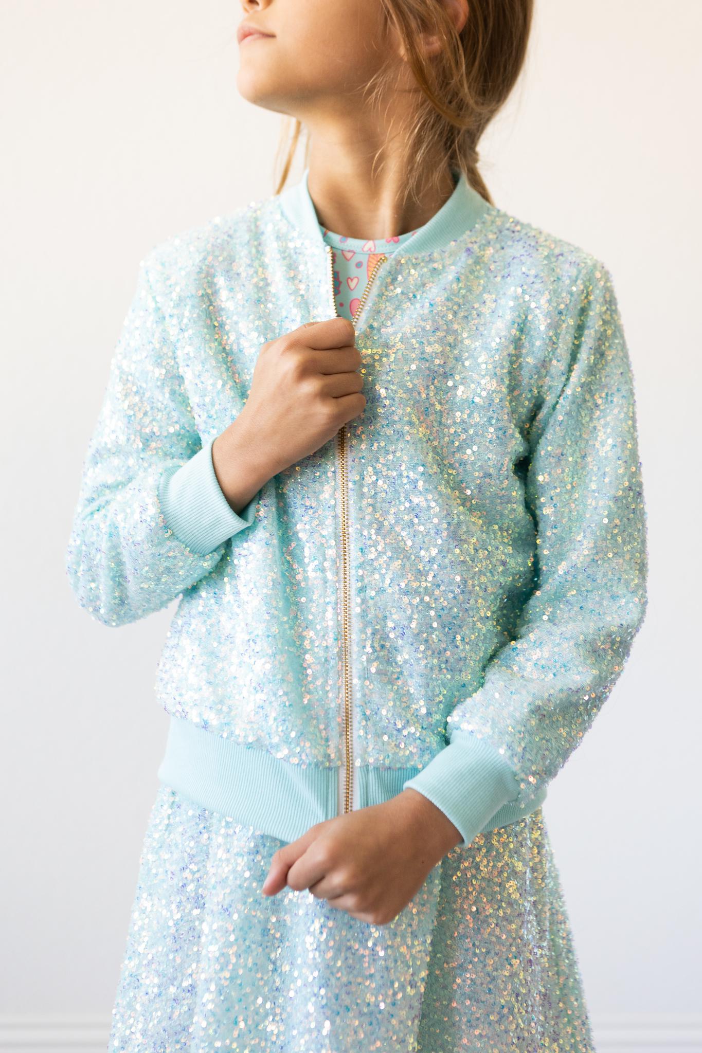 Aqua Sequin Jacket - Aaria Tees Aaria Tees