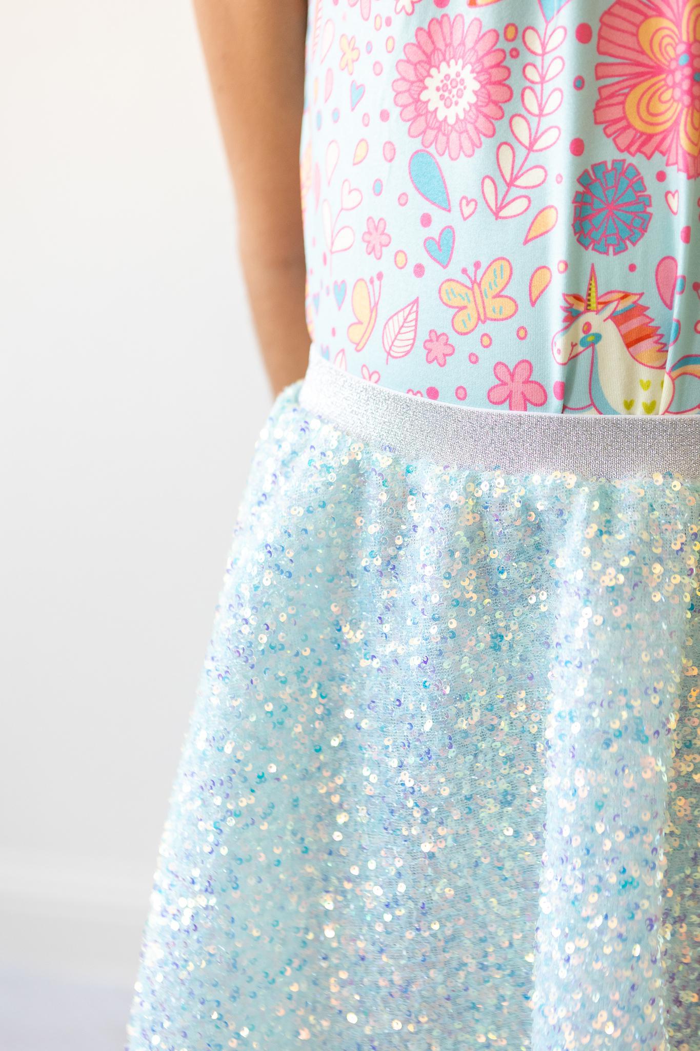 Aqua Sequin Twirl Skort - Aaria Tees Aaria Tees