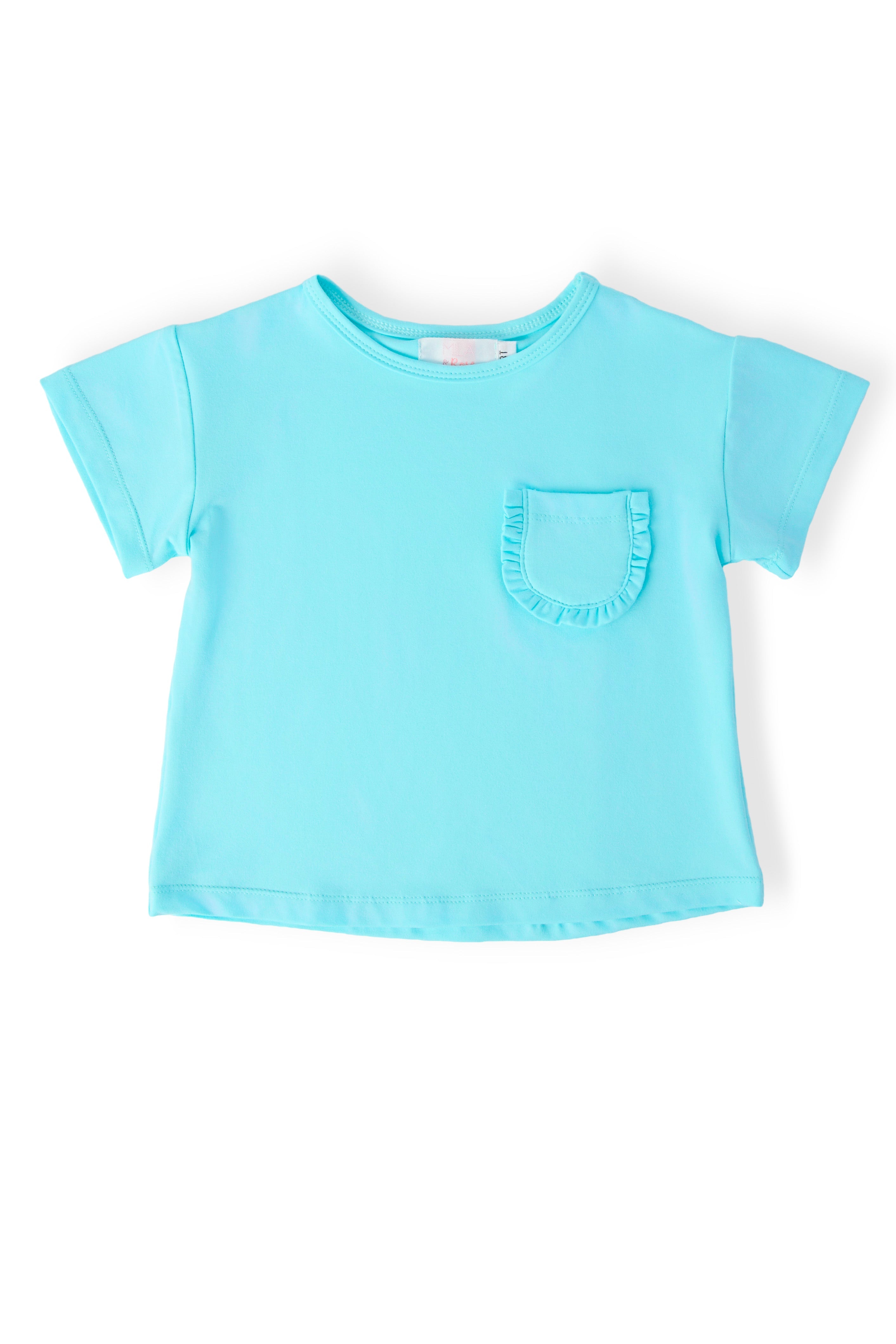 Aqua Ruffle Pocket Tee - Aaria Tees Aaria Tees