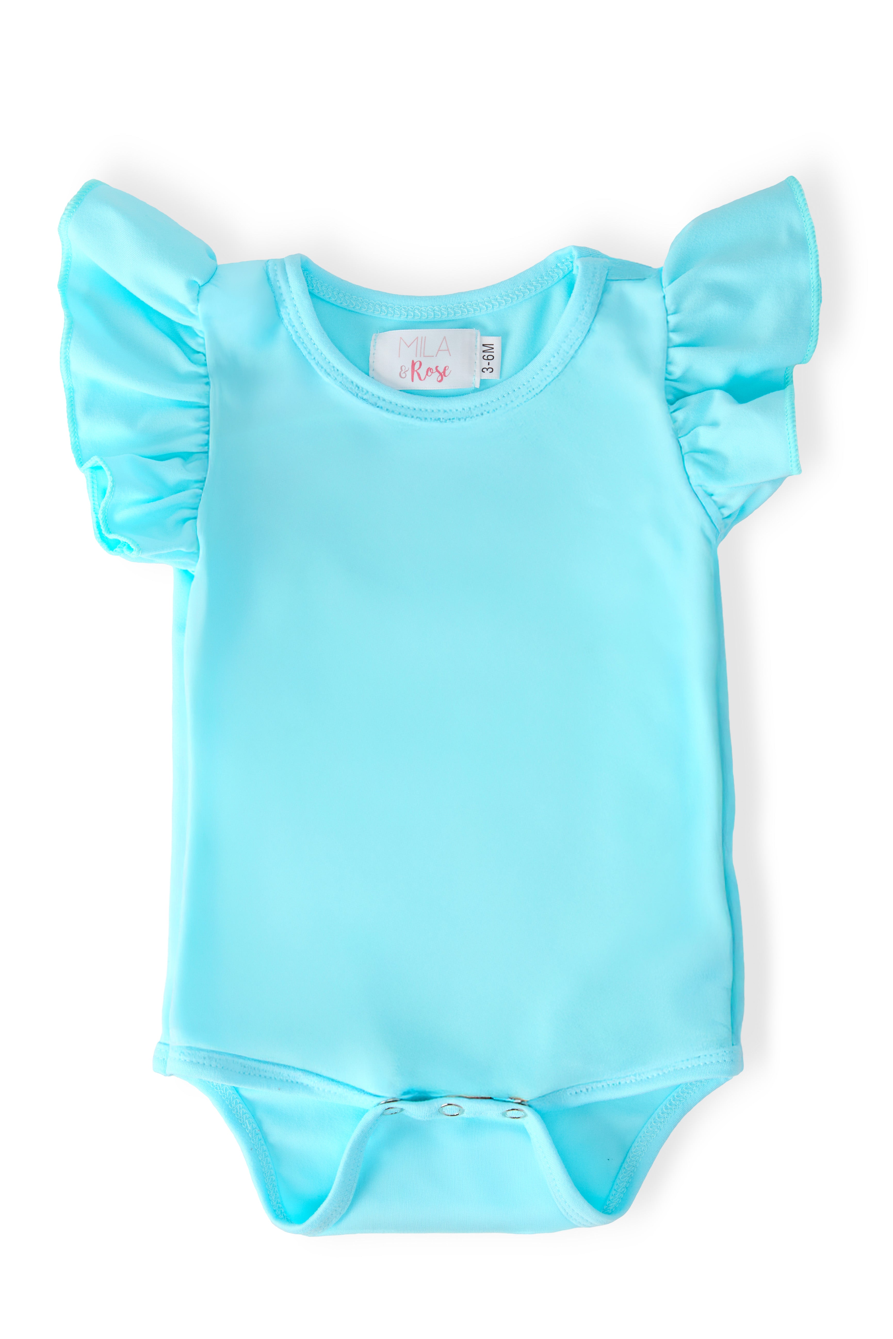 Aqua S/S Flutter Bodysuit - Aaria Tees Aaria Tees