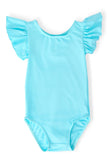Aqua S/S Flutter Sleeve Leotard - Aaria Tees Aaria Tees