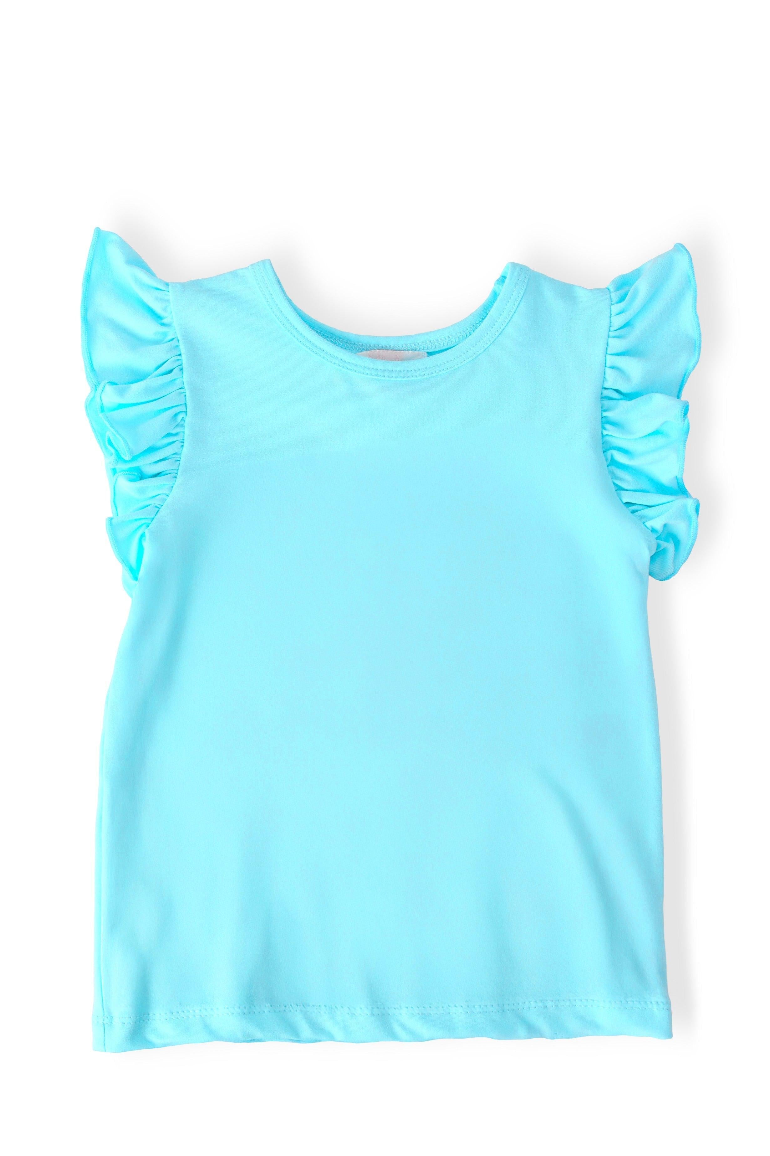 Aqua S/S Ruffle Tee - Aaria Tees Aaria Tees