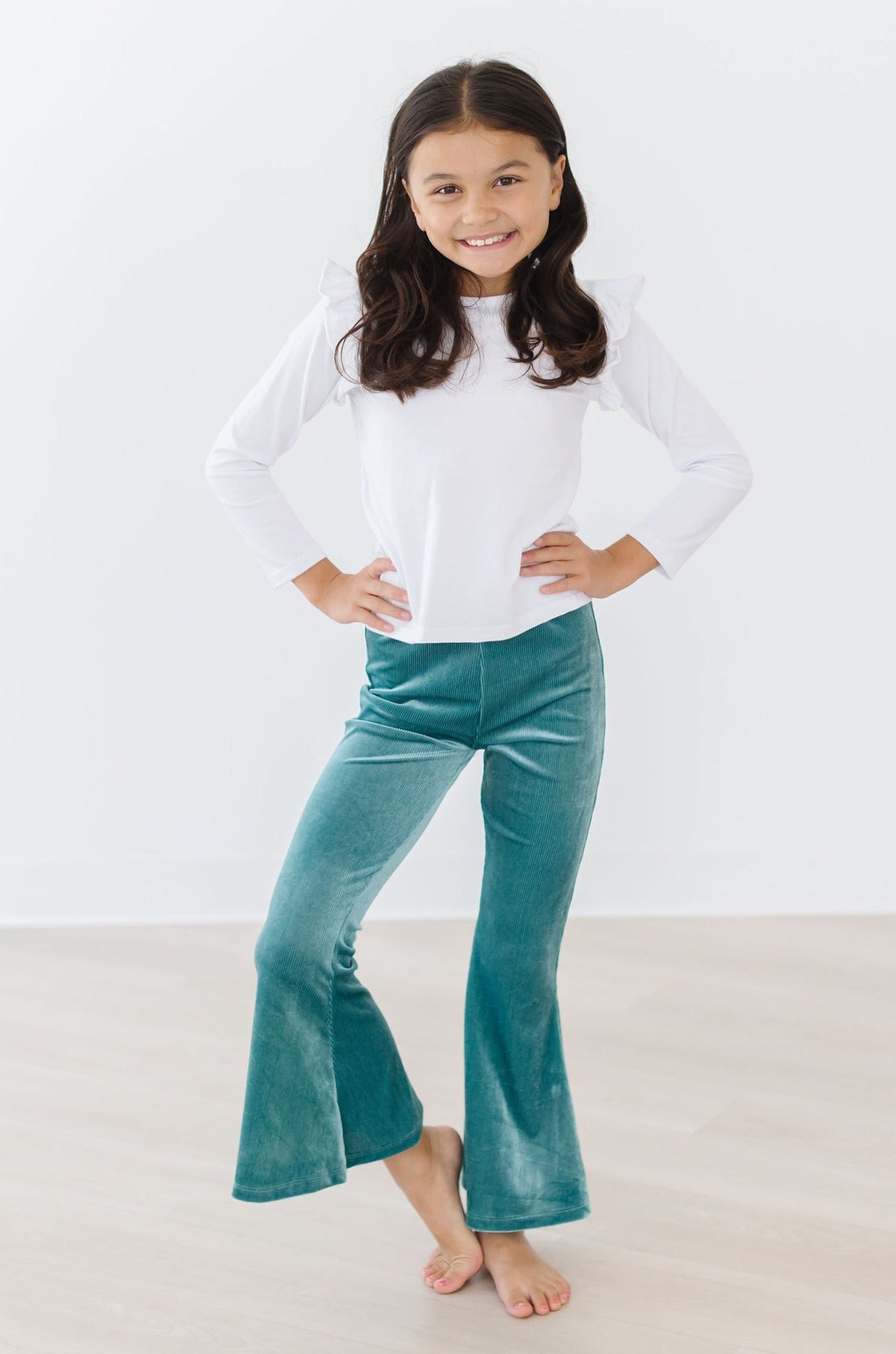Aquamarine Ribbed Velvet Bells - Aaria Tees Aaria Tees