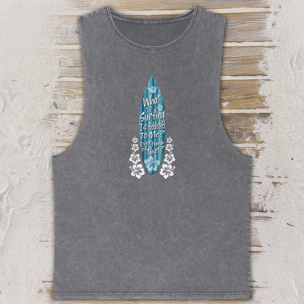 Stonewash Tank Top | Surfboard Graphic | Surf Humor - Aaria Tees