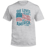 She Loves Jesus And America Too (Front) Aaria Tees