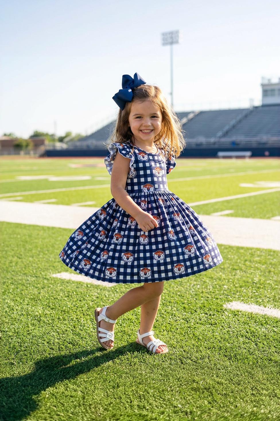 Auburn Plaid Aubie Flutter Twirl Dress - Aaria Tees Aaria Tees