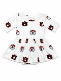 Auburn White Aubie 3/4 Sleeve Twirl Bodysuit - Aaria Tees Aaria Tees