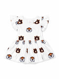 Auburn White Aubie S/S Flutter Twirl Bodysuit - Aaria Tees Aaria Tees
